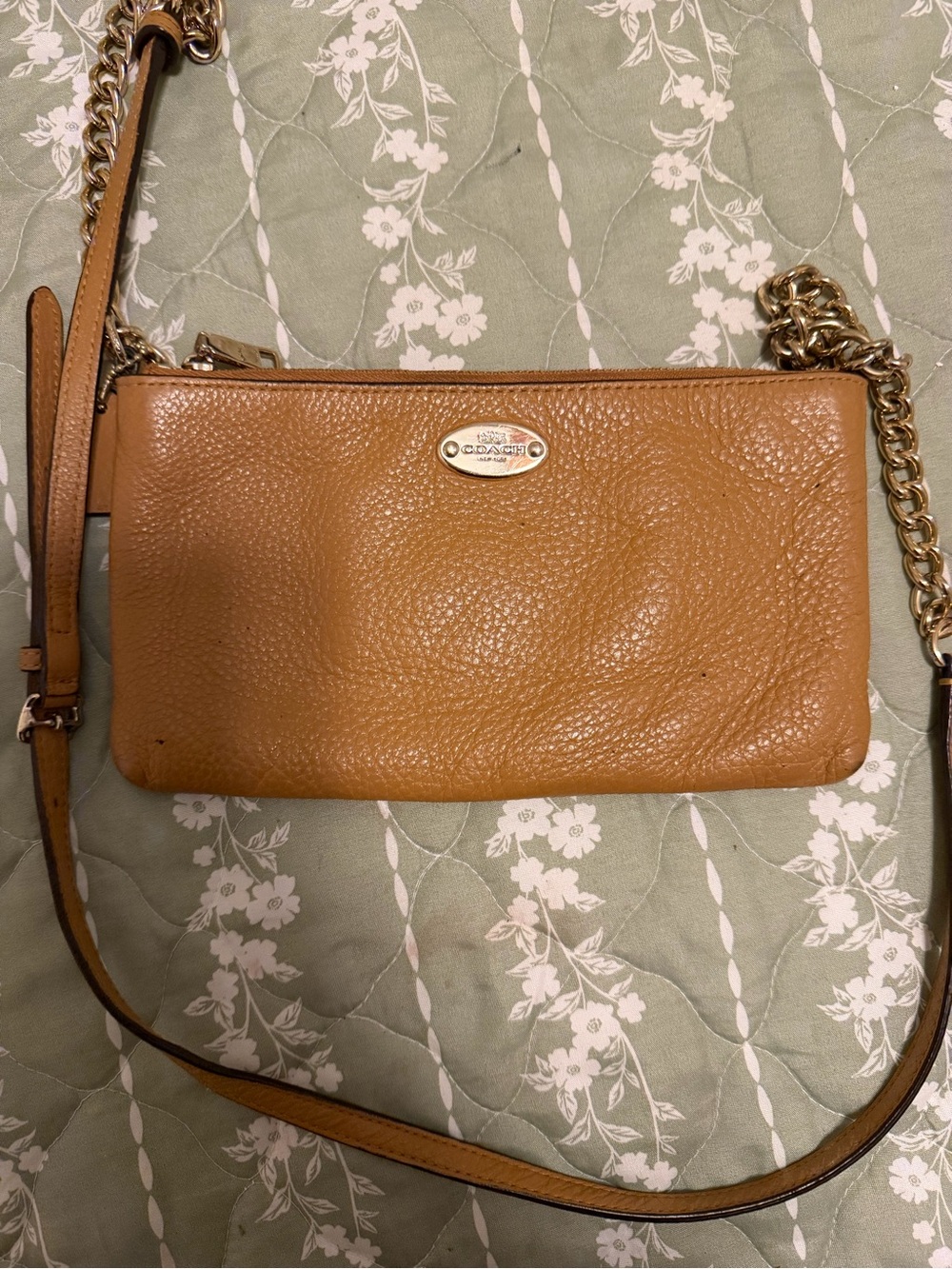 Coach Pebbled Leather Crossbody in Tan